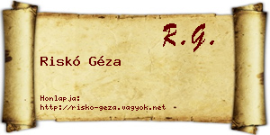 Riskó Géza névjegykártya